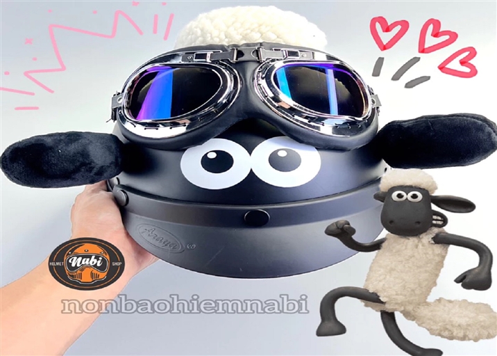 Mũ bảo hiểm cừu siêu dễ thương Kính kèm nón