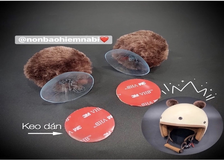 Phụ kiện tai gấu mũ bảo hiểm-Gắn trên mọi loại nón