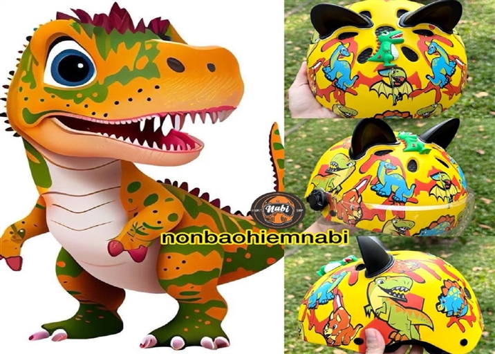 Mũ bảo hiểm trẻ em Khủng Long 3D dễ thương cho bé yêu❤️