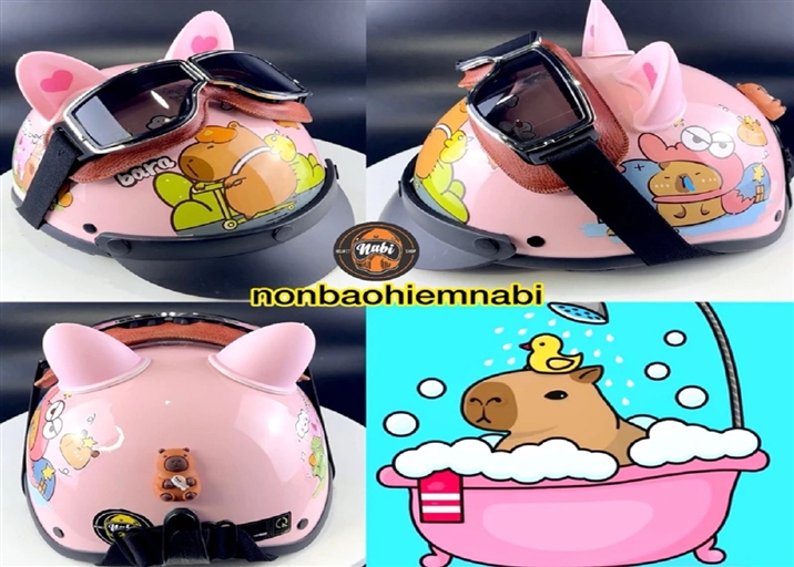 Mũ Bảo Hiểm Capybara Kính Da Cao Cấp