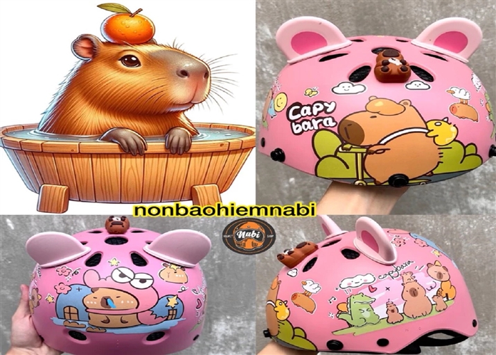 Mũ bảo hiểm trẻ em Kapybara 3D dễ thương cho bé yêu❤️