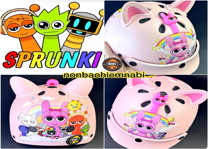 MŨ BẢO HIỂM ÂM NHẠC CHO BÉ HÌNH SPRUNKI DỄ THƯƠNG 
